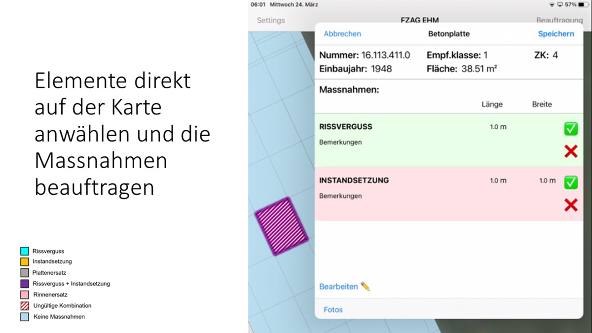 Erfasste Massnahmen annehmen oder Änderungen dokumentieren