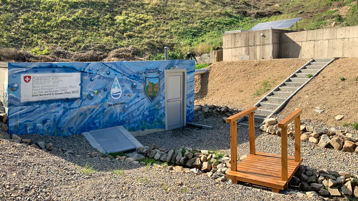 Rehabilitated intake structure below Loshana dam
