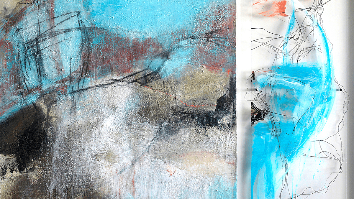 Beschwingt, Acryl Mischtechnik mit Plexiglasteil