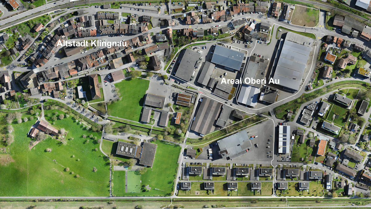 Orthofoto der Altstadt Klingnaus und des Areals Oberi Au