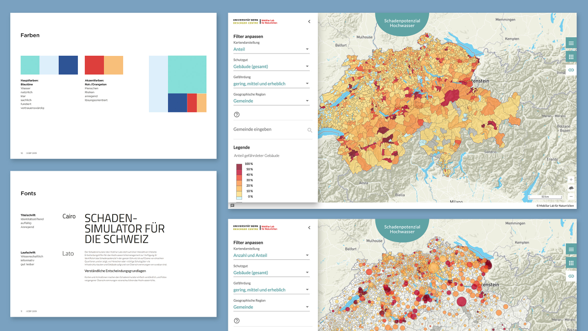 Web-Tool “Schadenpotenzial”: Farben, Schriften und finale Ansichten