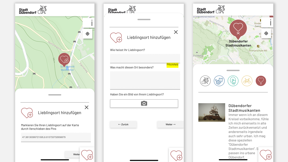 Alle sind eingeladen ihre  Lieblingsorte in der Karte einzutragen. Vor der Veröffentlichung, wird jeder Eintrag durch die Stadt geprüft.