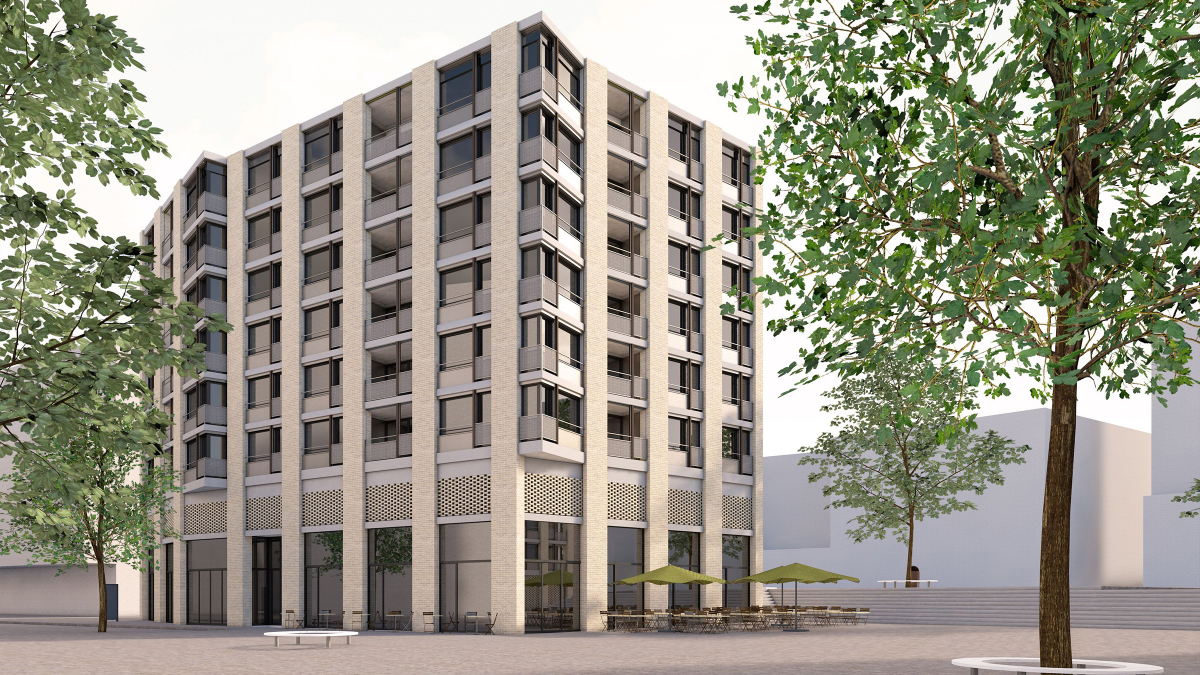 A premium was placed on mixed-use development for the «Gleistribüne». The result: apartments of various sizes on the upper levels and a restaurant, stores and other small businesses on the ground floor. Copyright: SBB Real Estate