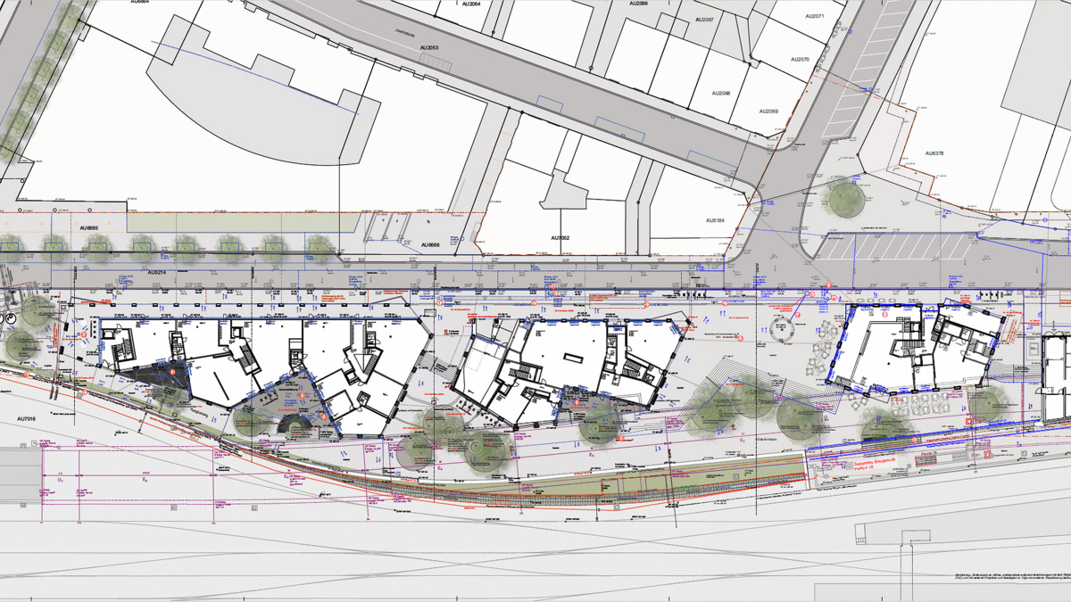 An irregular ground plan and a complex building geometry represent challenges for our architects and engineers. Copyright: Andreas Geser Landschaftsarchitekten