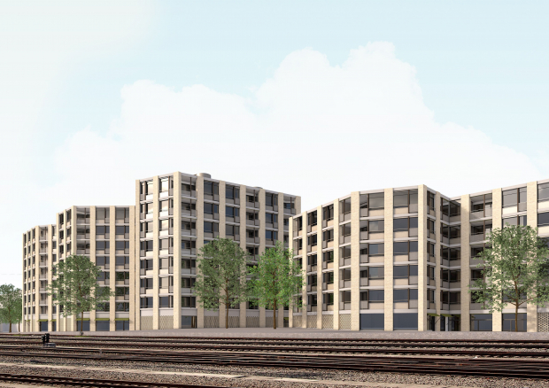 A very narrow strip of land between Zollstrasse and the railroad tracks outside the main railway station in Zurich is the site of a new development project by SBB Real Estate. Copyright: SBB Real Estate