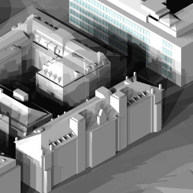Shadow cast by buildings